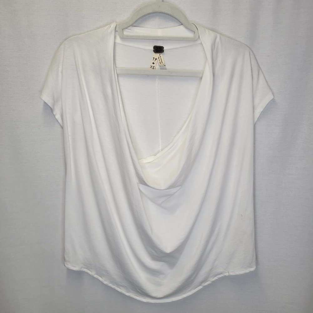 White Draped Cowl Neck Women's Top